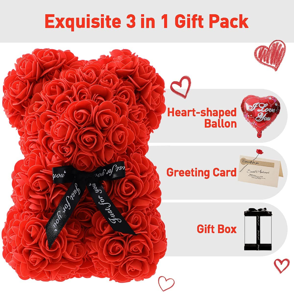 Gifts for Women - Luxury Rose Flower Bear 